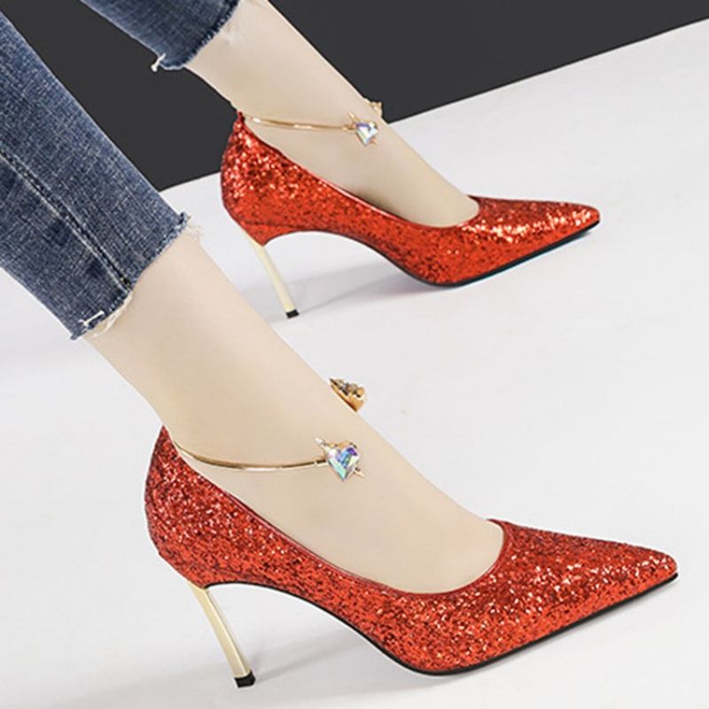 Sequin Stiletto Heel Slip-On Matalat Ylemmät Naisten Pumput