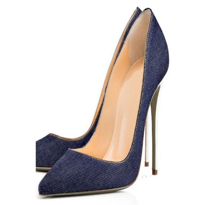 Sininen Teräväkärkinen Stiletto Heel Pumps