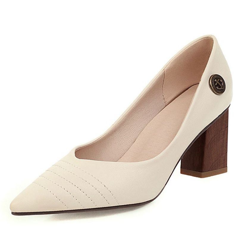 Thread Chunky Heel Pointed Toe Pumps