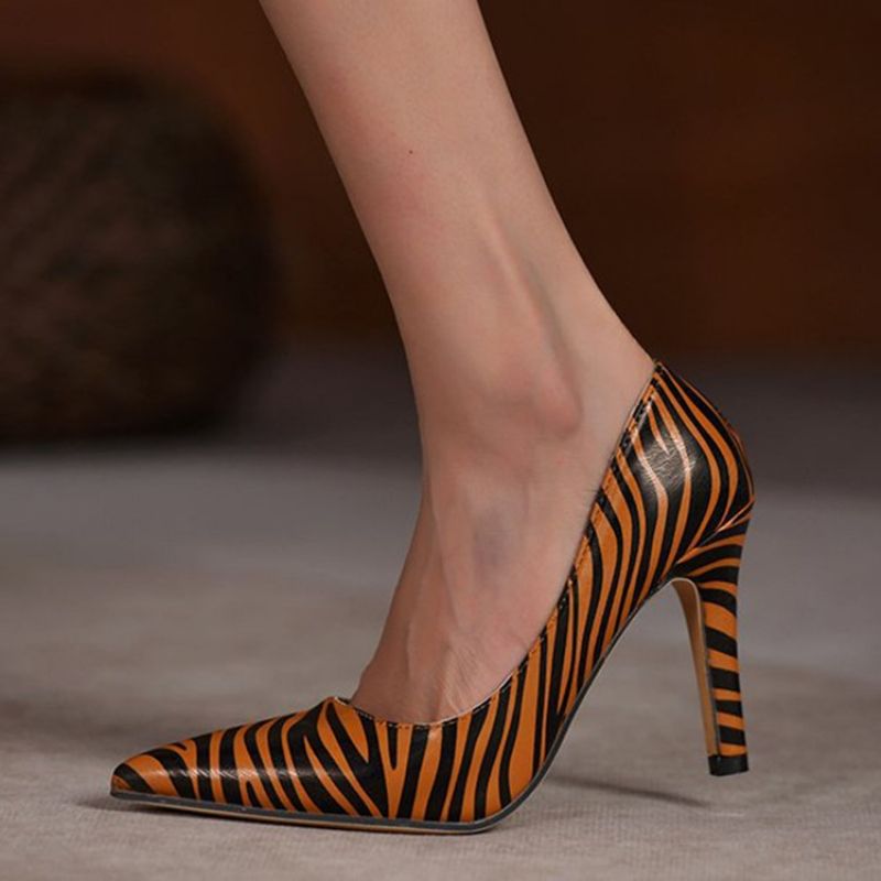 Thread Stiletto Heel Slip-On Zebra Thin Kengät