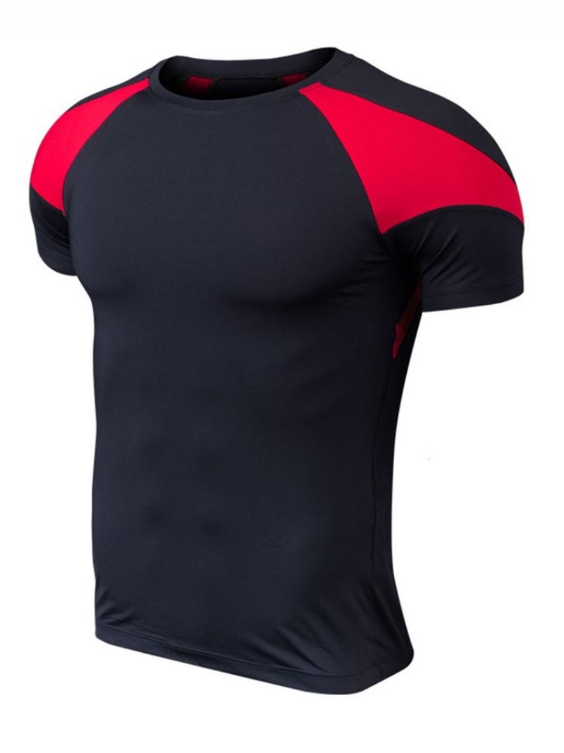 Miesten Colour Block Lyhythihainen Quick Dry Gym Sports T-Paita