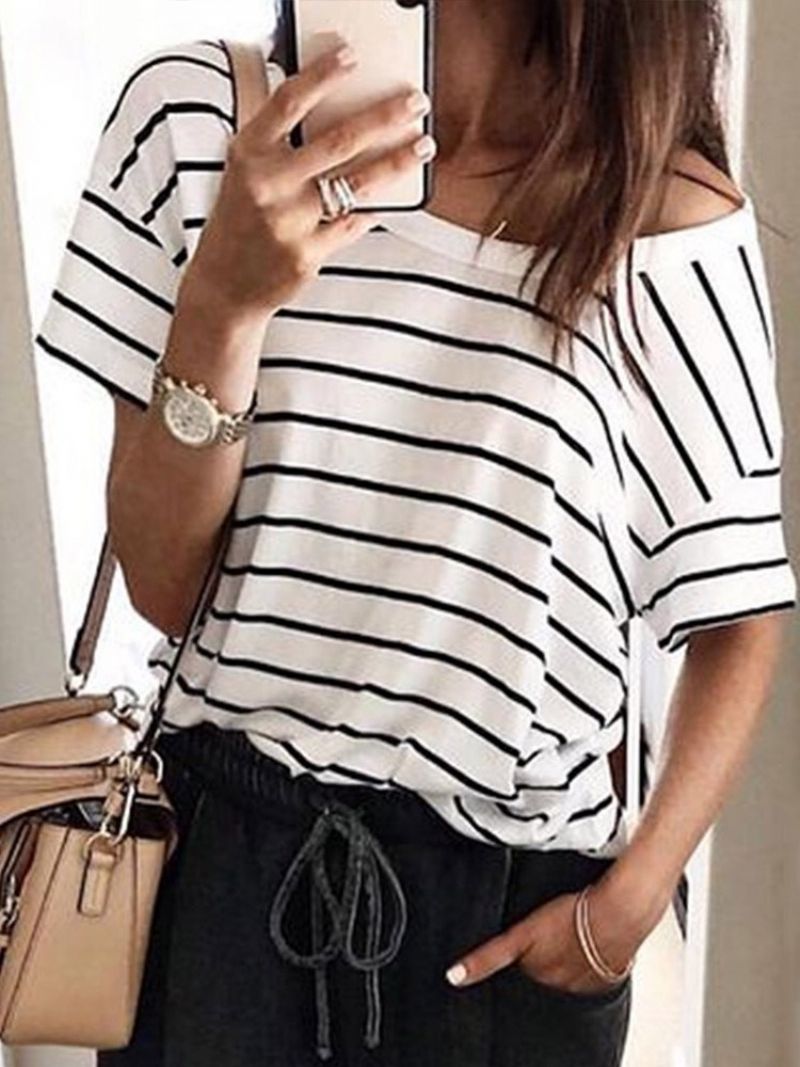 Stripe Lyhythihainen Standard Spring Casual T-Paita