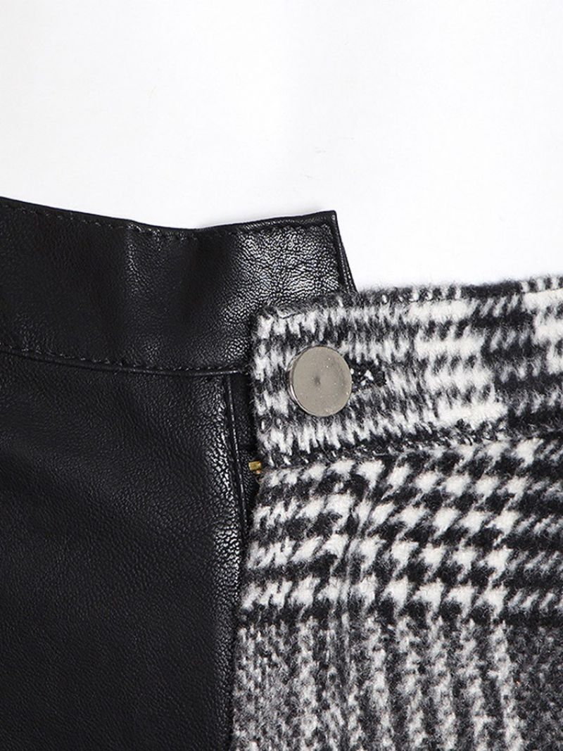 Ohut Houndstooth Patchwork Harem Pants Housut Keskivyötäröiset Naisten Vapaat Housut