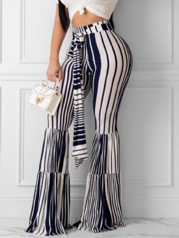 Print Slim Color Block Täyspitkät Bellbottoms Naisten Housut