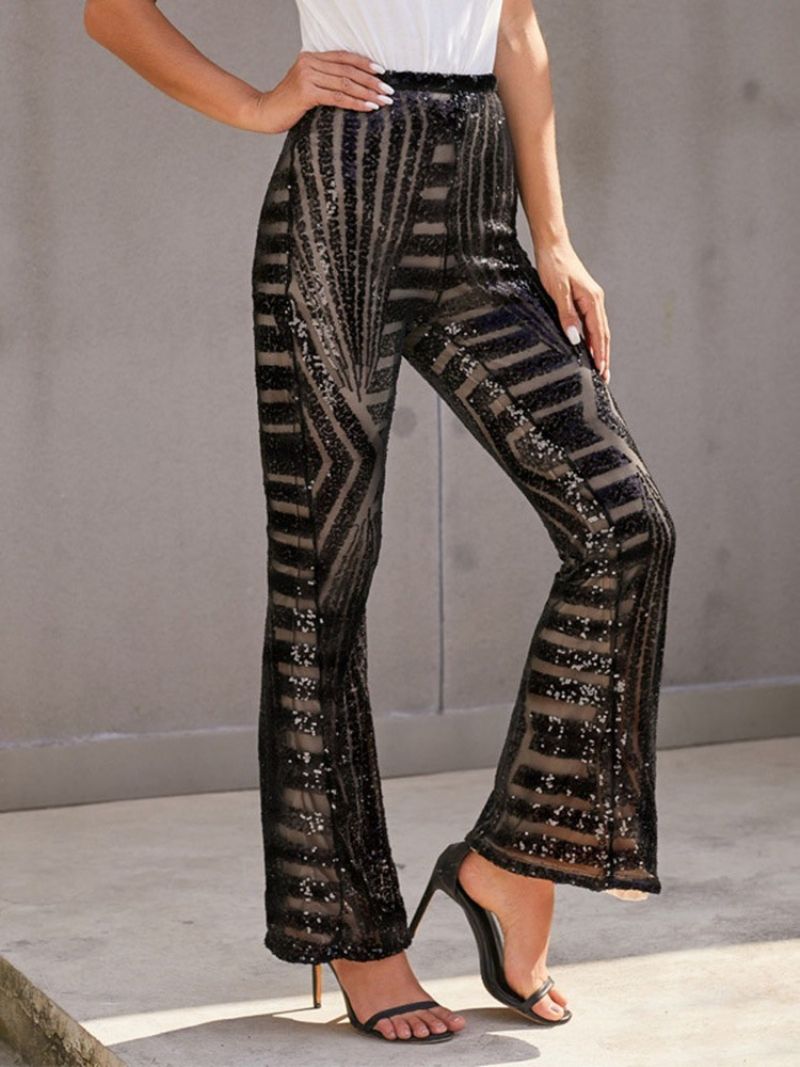 Slim Sequins Bellbottoms Täyspitkät Vapaa-Ajan Housut