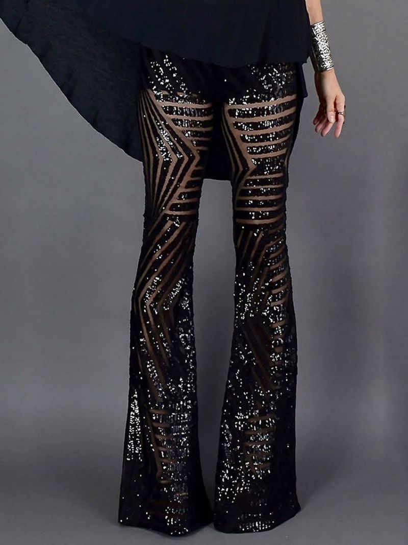 Slim Sequins Bellbottoms Täyspitkät Vapaa-Ajan Housut