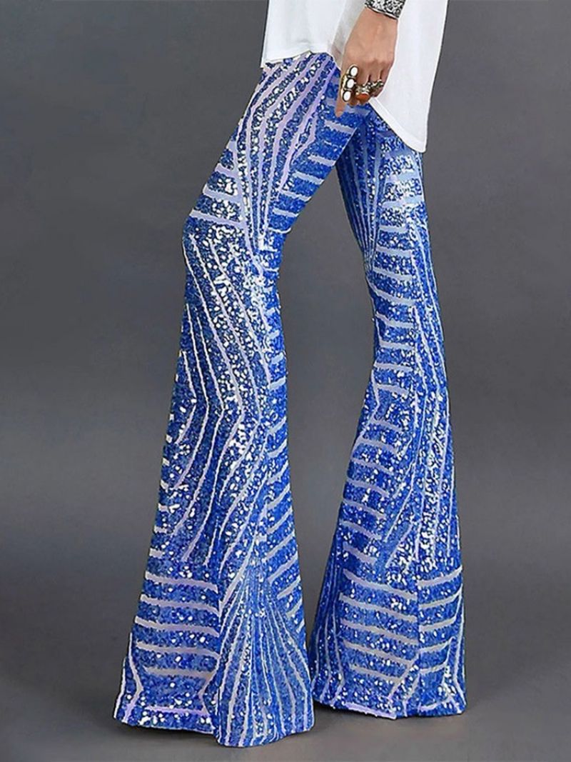 Slim Sequins Bellbottoms Täyspitkät Vapaa-Ajan Housut