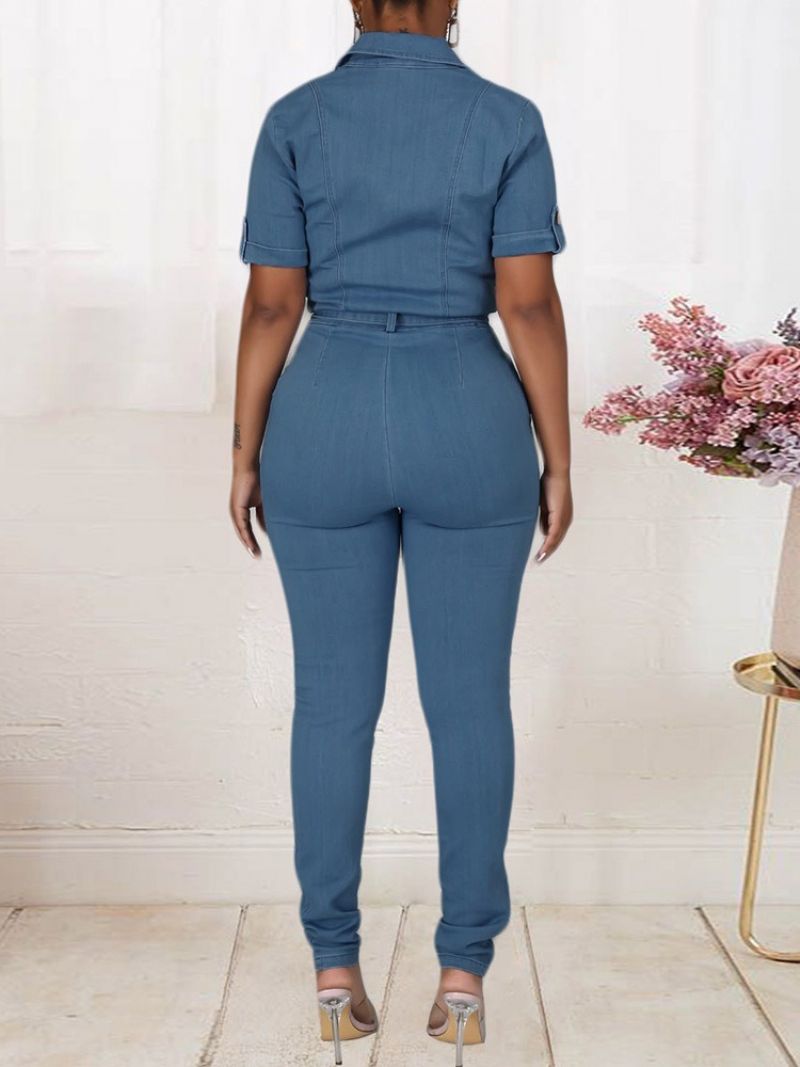 Täyspitkä Sweet Button Mid Waist Skinny Jumpsuit