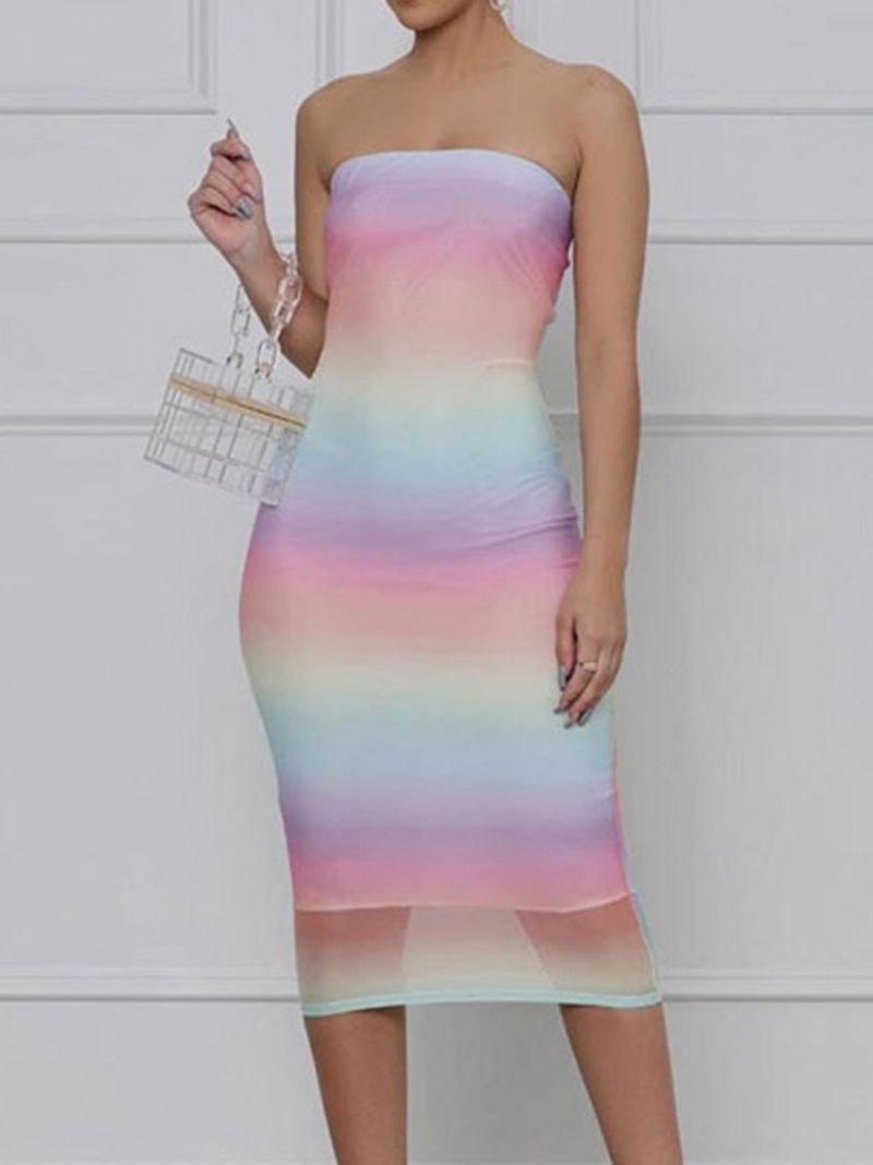 Hihaton Pohkeen Puoliväliin Ulottuva Bodycon Gradient Mekko