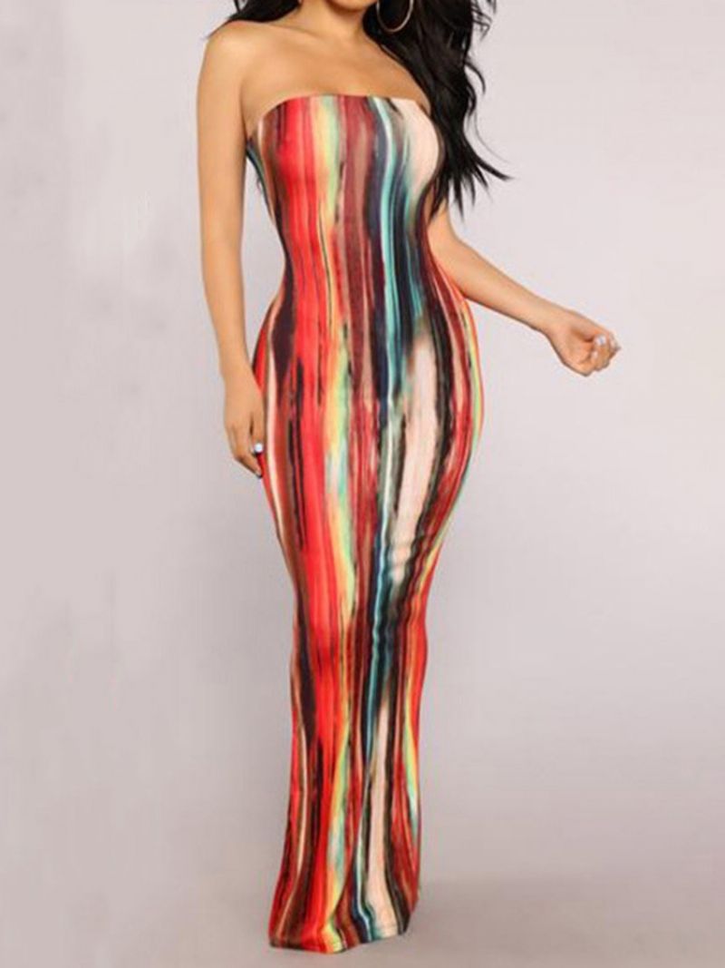 Tie Dye Hihaton Lattiapituinen Bodycon-Mekko