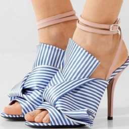 Bow Stripe Nilkkahihna Stiletto Heel Naisten Sandaalit