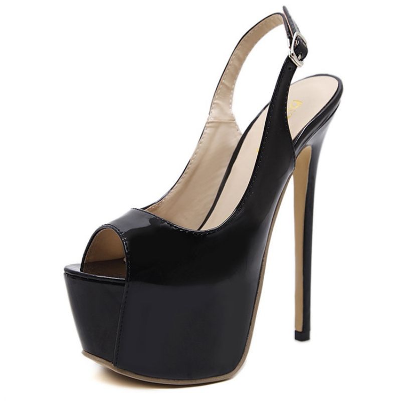 Naisten Pu Peep Toe Stiletto Heel Slingback Strap Sandaalit