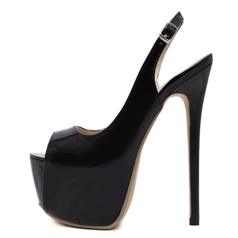 Naisten Pu Peep Toe Stiletto Heel Slingback Strap Sandaalit