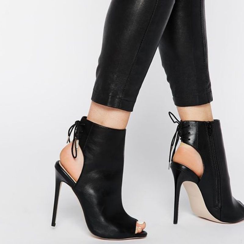 Peep Toe Cross Strap Heel Sandaalit