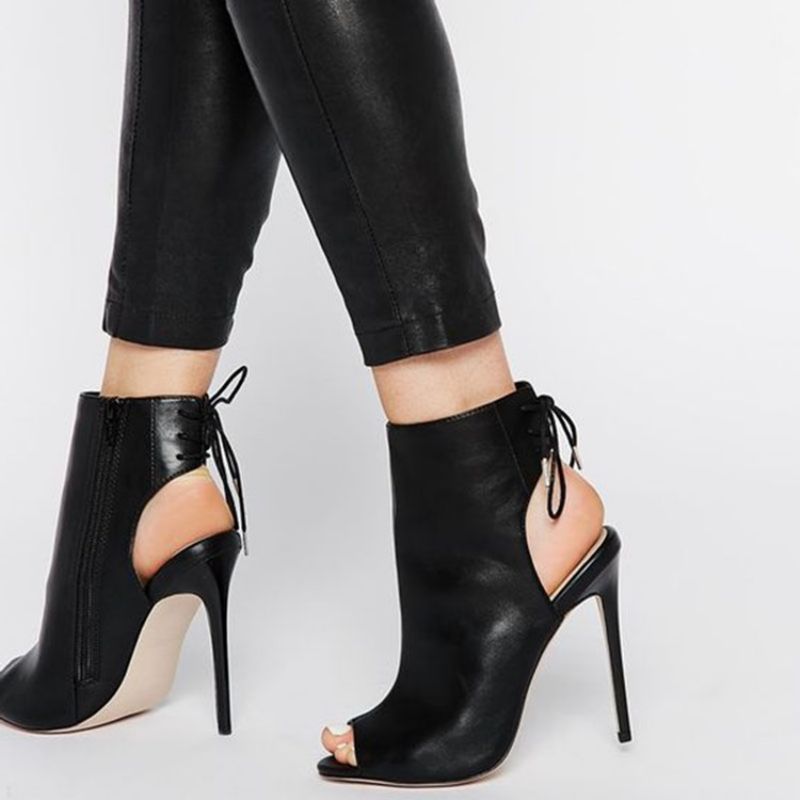 Peep Toe Cross Strap Heel Sandaalit