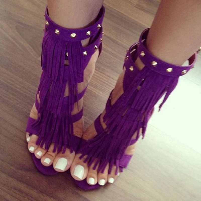 Purple Tupsut Ja Niitit Stiletto-Sandaalit