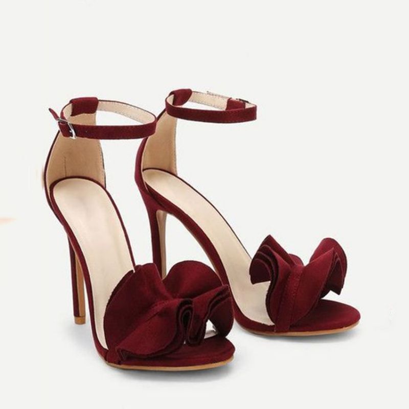 Ruffles Plain Open Toe Stiletto-Sandaalit