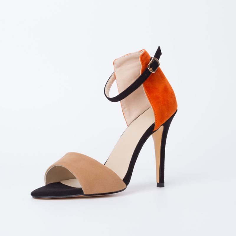 Sling Back Patchwork Oranssi Stiletos-Sandaalit