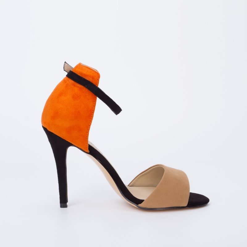 Sling Back Patchwork Oranssi Stiletos-Sandaalit