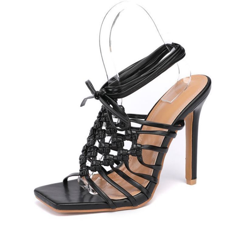 Stiletto Heel Open Toe Lace-Up Muoti Plain Sandaalit