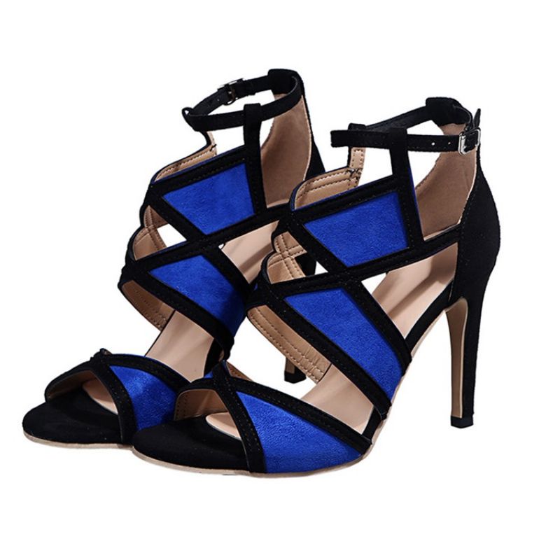 Stiletto Heel Open Toe Solki Color Block Naisten Sandaalit