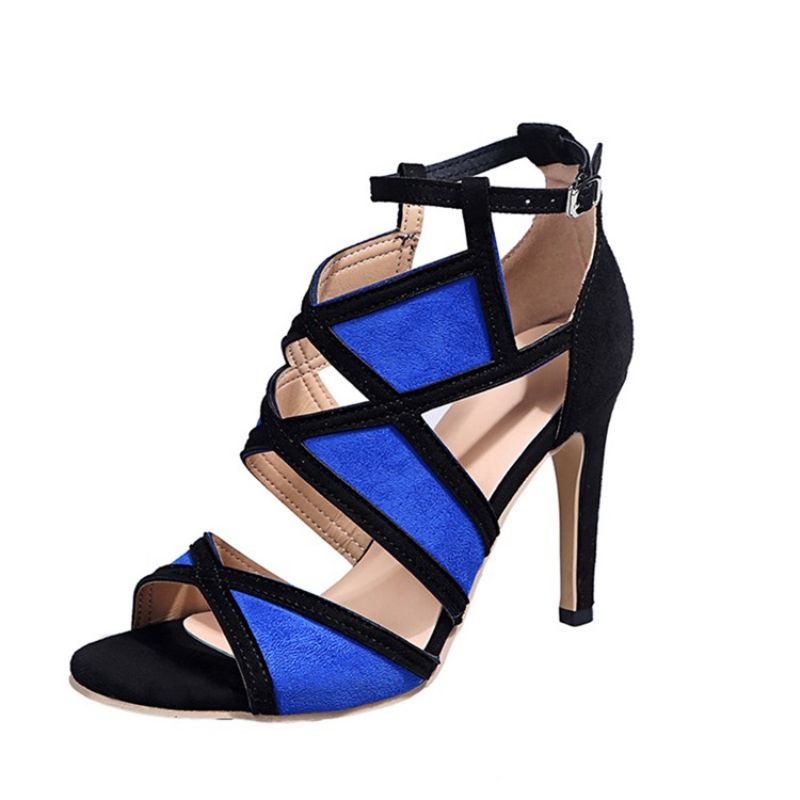 Stiletto Heel Open Toe Solki Color Block Naisten Sandaalit