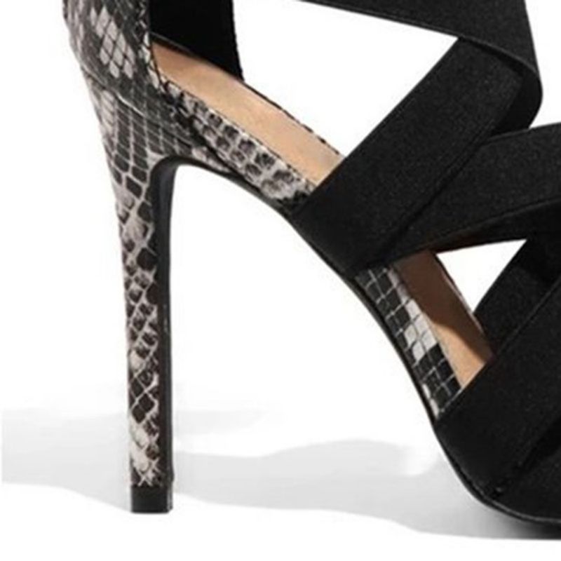 Stiletto Heel Peep Toe Vetoketju Patchwork Sandaalit