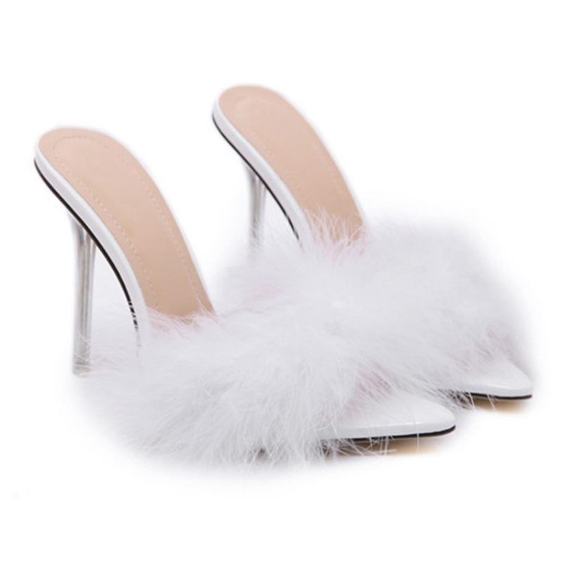 Stiletto Heel Pompon Slip-On Jousitossut