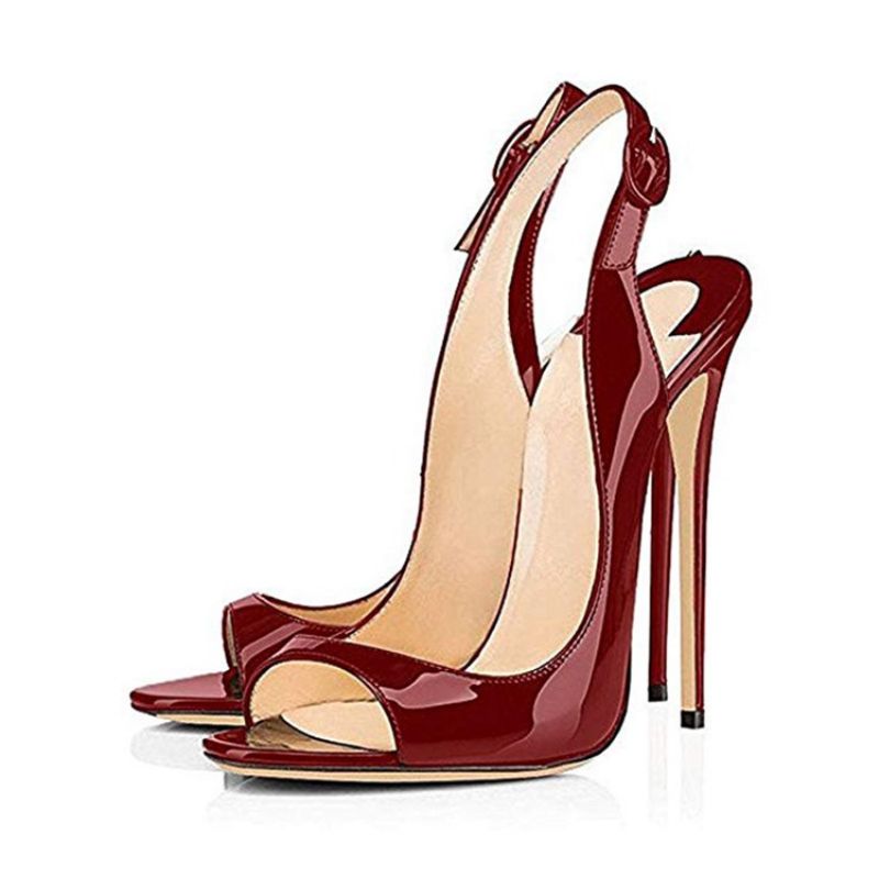 Stiletto Heel Slingback Strap Naisten Punaiset Sandaalit