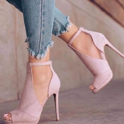 Suede Plain Peep Toe Stiletto Heel Pumput