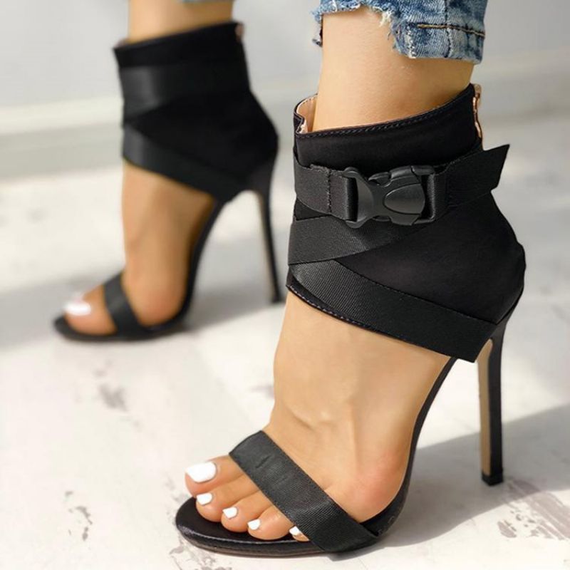 Vetoketju Stiletto Heel Open Toe Western Sandaalit