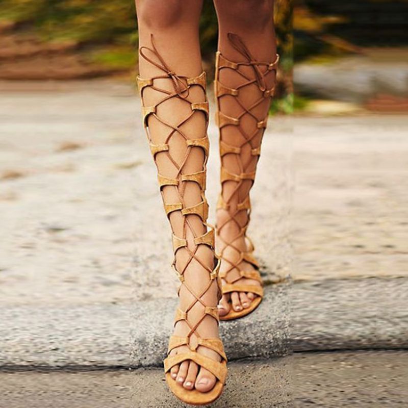 Lace Up Knee High Gladiator Sandaalit