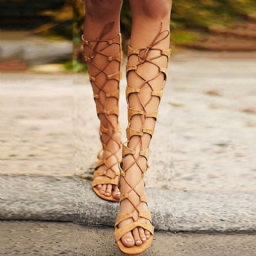 Lace Up Knee High Gladiator Sandaalit