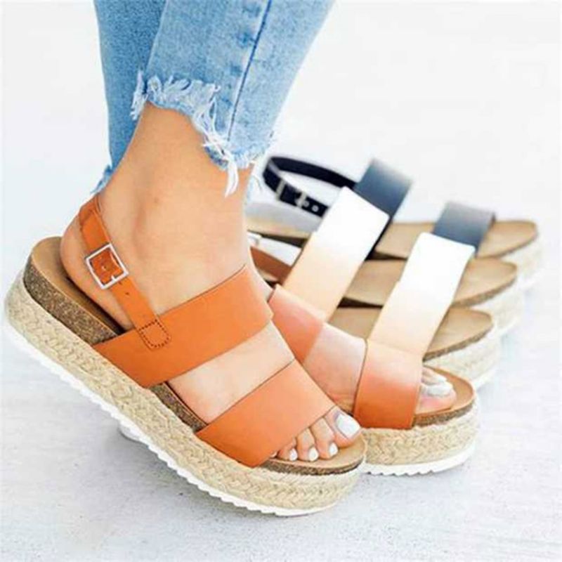 Open Toe Buckle Platform Platform Sandaalit