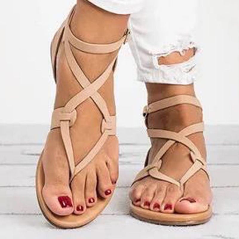 Strappy Plain Buckle Thong Flat Sandaalit