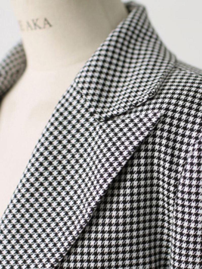 Naisten Houndstooth Bleiseri Miesten Ohut Yhden Napin Houndstooth Bleiseri