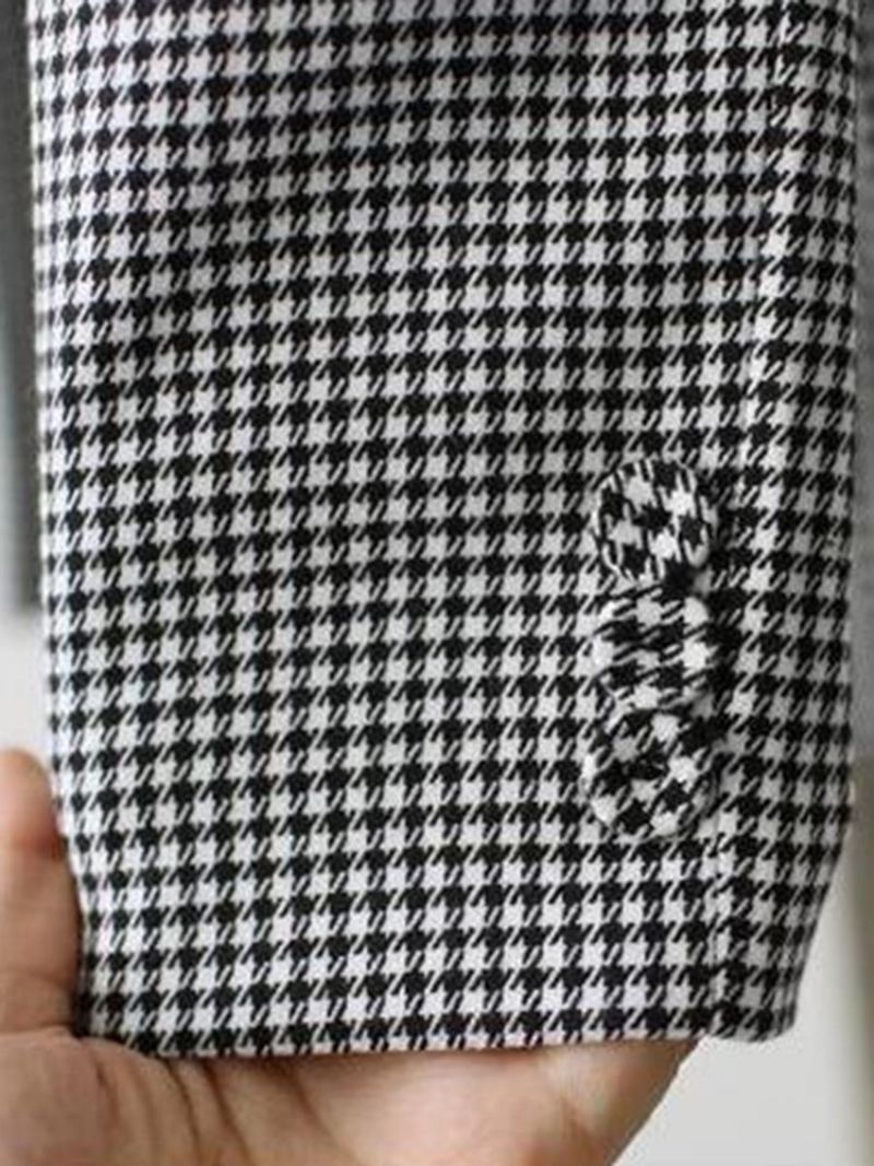 Naisten Houndstooth Bleiseri Miesten Ohut Yhden Napin Houndstooth Bleiseri