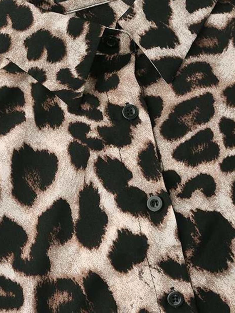 Leopard Lyhty Sleeve Print Pitkähihainen Standard Naisten Pusero