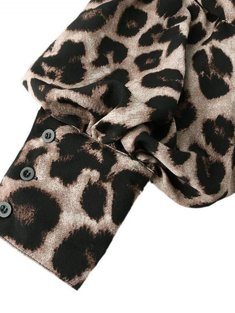 Leopard Lyhty Sleeve Print Pitkähihainen Standard Naisten Pusero