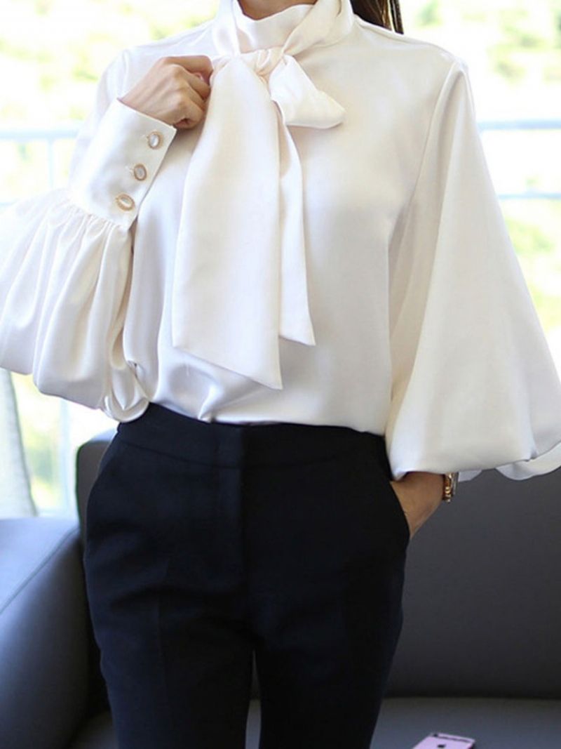 Lyhty Sleeve Bowknot Tavallinen Pusero