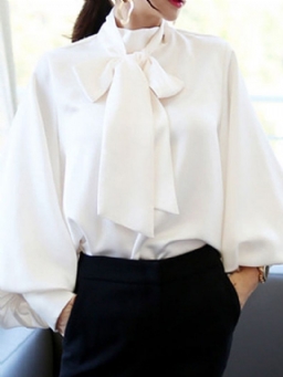 Lyhty Sleeve Bowknot Tavallinen Pusero