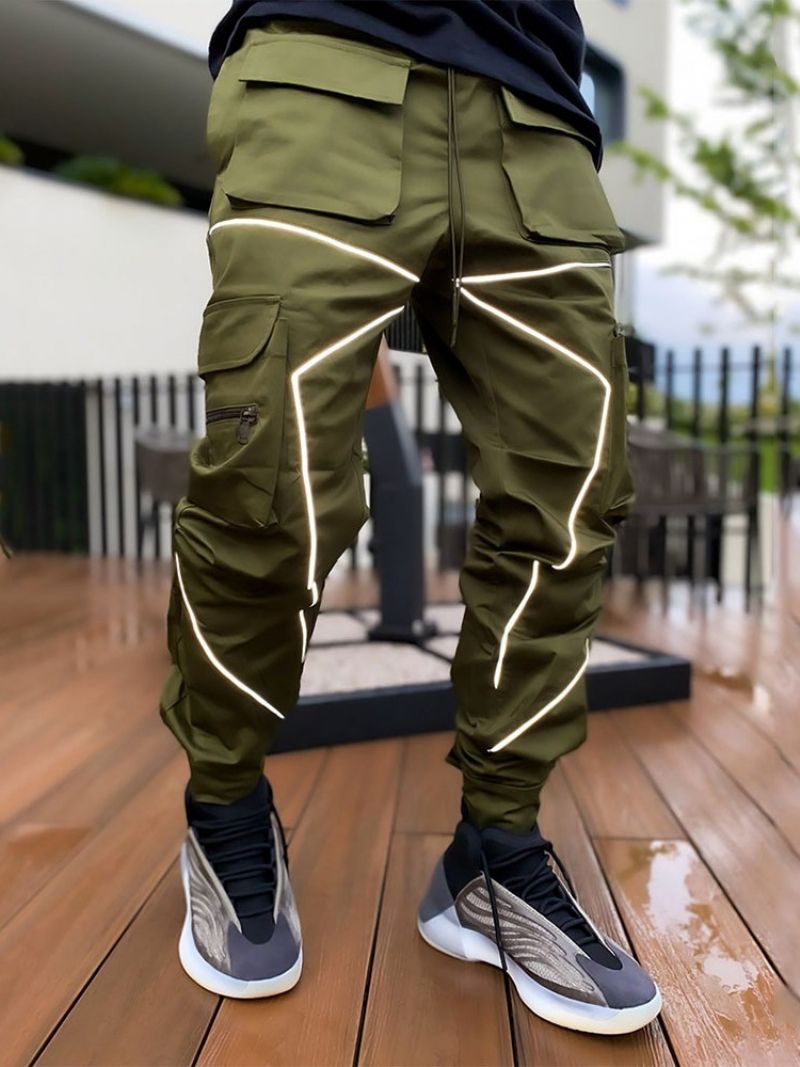 Cargo Pants Color Block Patchwork Fall Lace-Up Rennot Miesten Housut