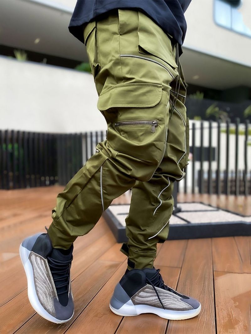 Cargo Pants Color Block Patchwork Fall Lace-Up Rennot Miesten Housut