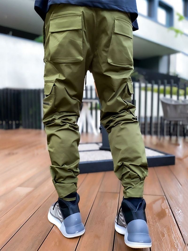 Cargo Pants Color Block Patchwork Fall Lace-Up Rennot Miesten Housut