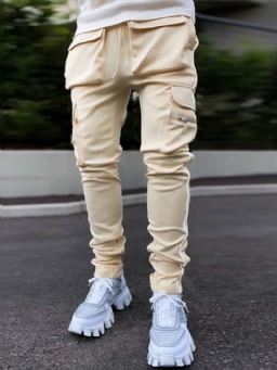 Cargo Pants Pocket Color Block Pencil Pants Fall Korean Miesten Vapaa-Ajan Housut