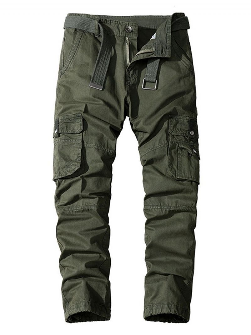 Cargo Pants Pocket Straight Plain Four Seasons Mid Waist Miesten Vapaat Housut