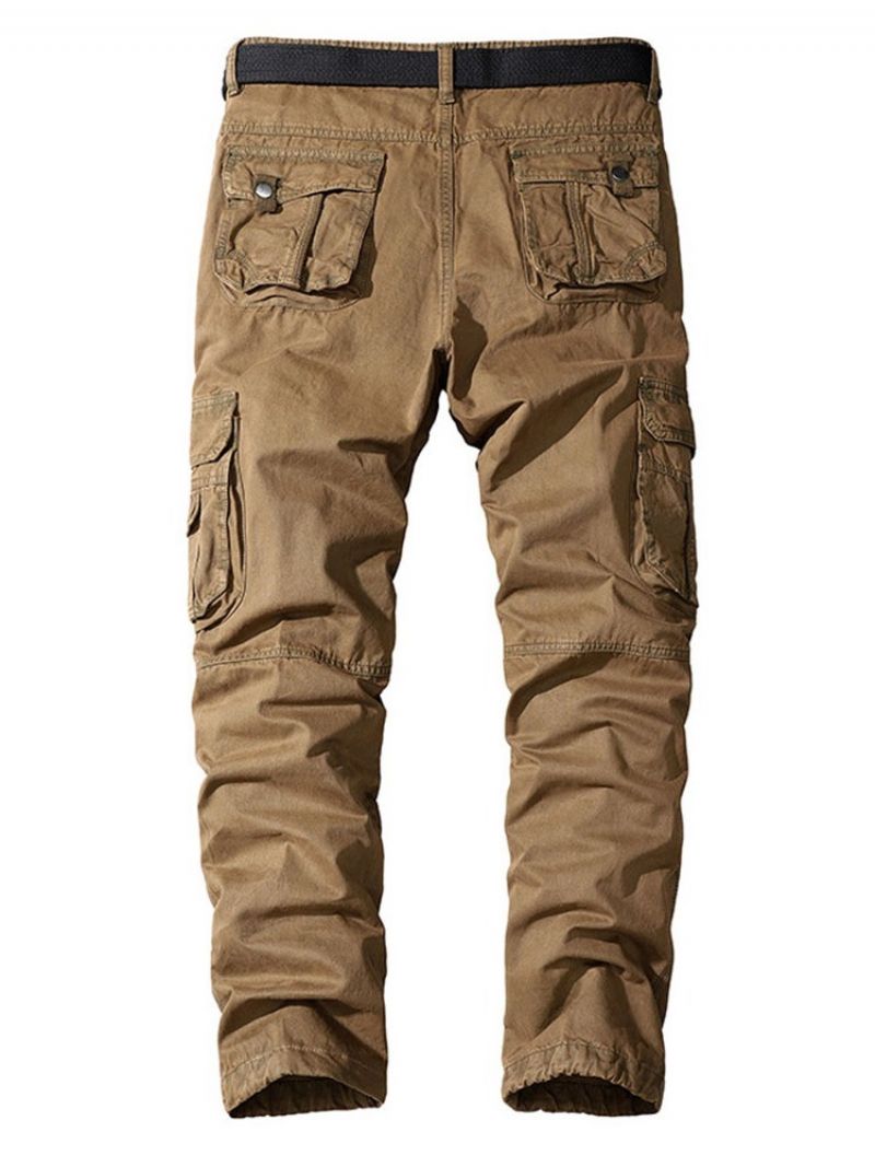 Cargo Pants Pocket Straight Plain Four Seasons Mid Waist Miesten Vapaat Housut