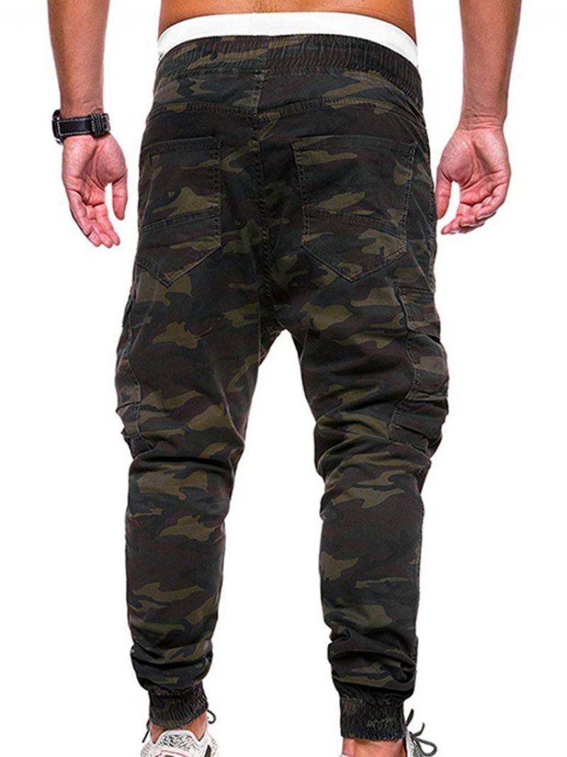 Cargo Pants Print Camouflage Straight Mid Waist Miesten Vapaat Housut