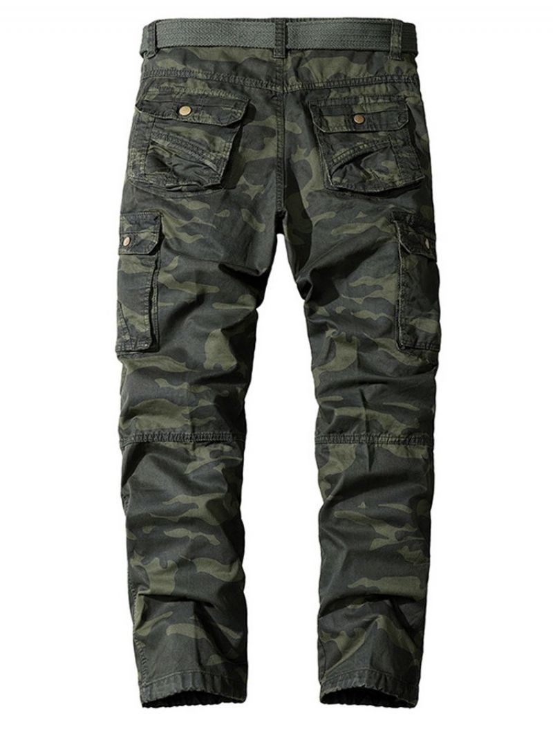 Cargo Pants Straight Pocket Camouflage Button Miesten Vapaa-Ajan Housut