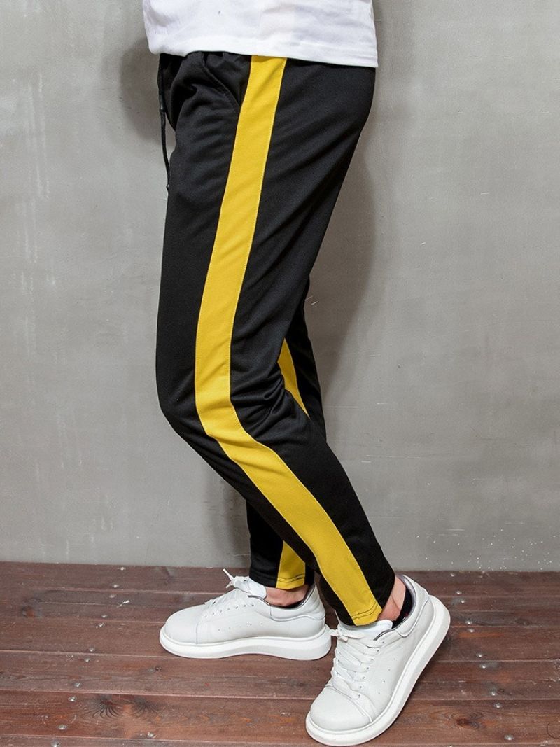 Color Block Pencil Pants Mid Waist Miesten Vapaa-Ajan Housut